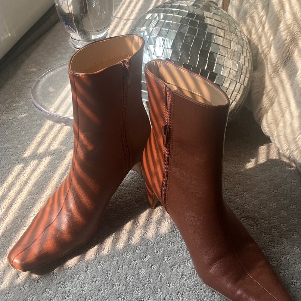 Elegant Brown Leather Ankle Boots